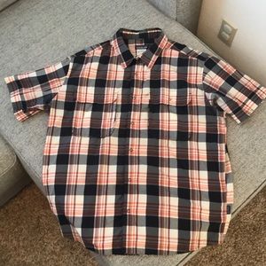Mens Patagonia short sleeve large collared shirt.